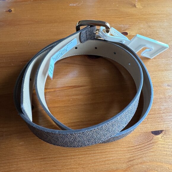 NWT MICHAEL KORS MK Brown/Tan Logo Belt with Goldtone Buckle Style 556267C in XL - Picture 6 of 11